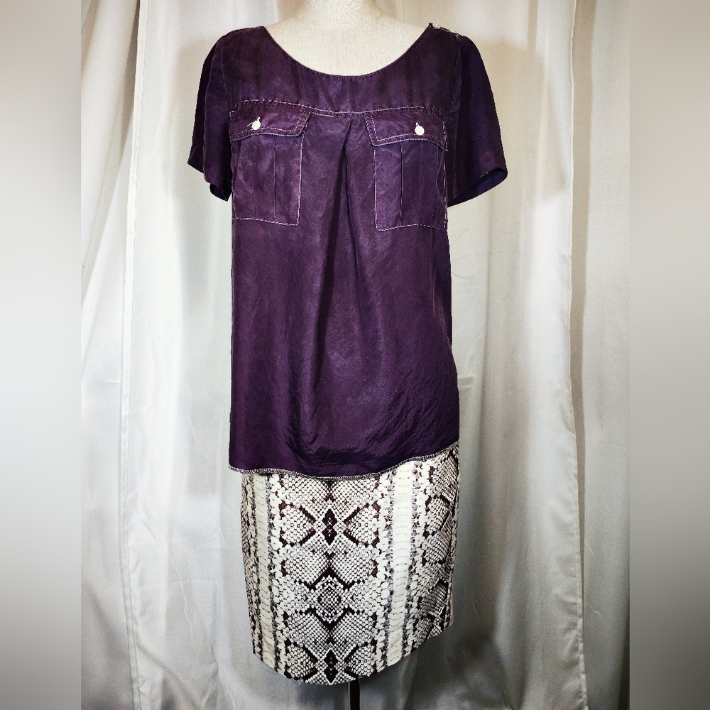 J. Crew SILK Shirt Set: Purple Shrt Sleeve Top+ PurplelWhite Argyle Wool Shirt,2